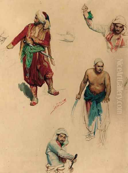 Studies of Turkish figures Oil Painting by Franz Xaver Simm