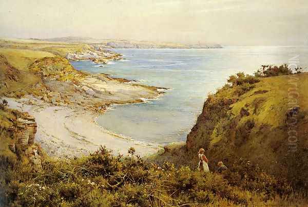 Picking Flowers above the Beach Oil Painting by Harold Swanwick