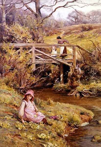 Picking Primroses, 1906 Oil Painting by Harold Swanwick