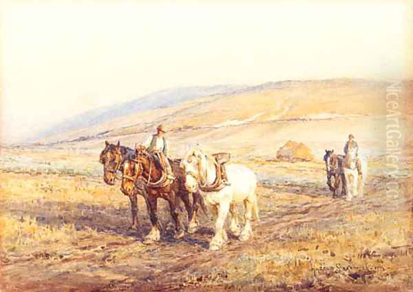 Ploughing the Fields Oil Painting by Harold Swanwick