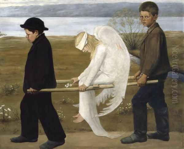 The Wounded Angel from 1903 Oil Painting by Hugo Simberg