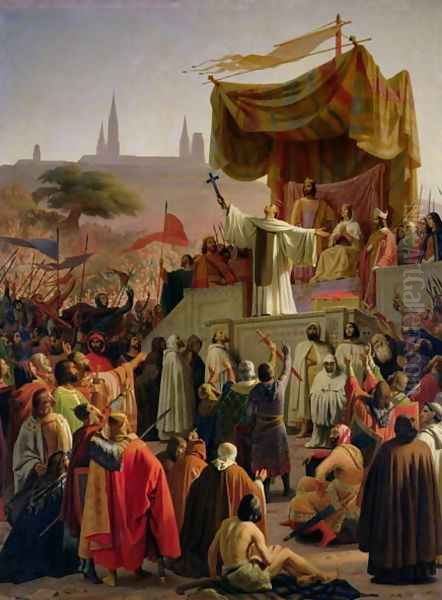 St. Bernard Preaching the Second Crusade in Vezelay, 31st March 1146, 1840 Oil Painting by Emile Signol