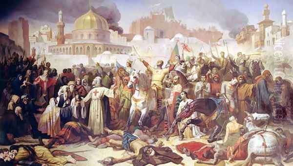 Taking of Jerusalem by the Crusaders, 15th July 1099, 1847 Oil Painting by Emile Signol