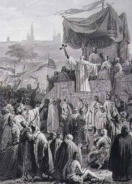 Preaching the Second Crusade, engraved by Alexandre Marie Colin 1798-1875 Oil Painting by Emile Signol