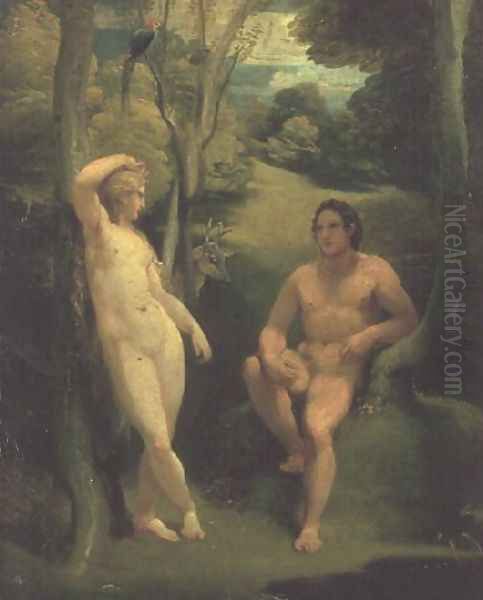 Adam and Eve in the Garden of Eden Oil Painting by Thomas Stothard