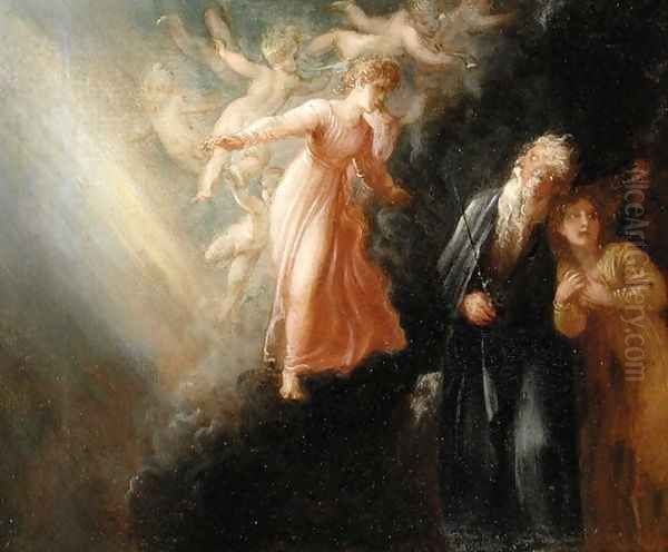 Prospero, Miranda and Ariel, from The Tempest, c.1799 Oil Painting by Thomas Stothard