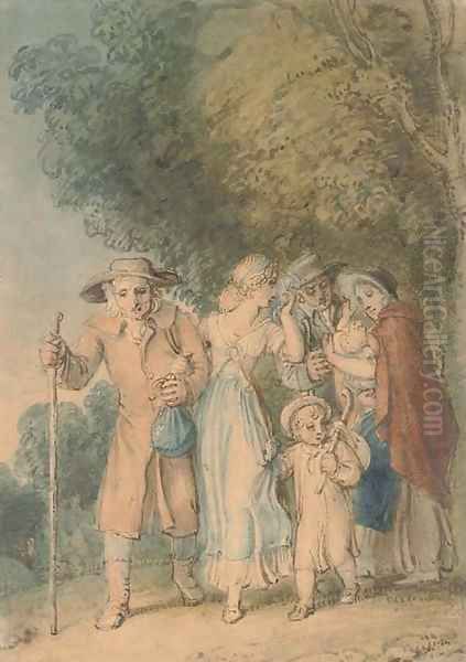 An illustration to Oliver Goldsmith's 'The Deserted Village' On the way to market Oil Painting by Thomas Stothard