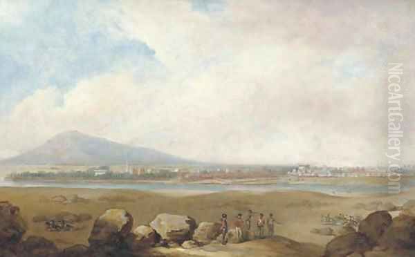 View of Seringapatam, with English soldiers overlooking Indian cavalry Oil Painting by Thomas Stothard