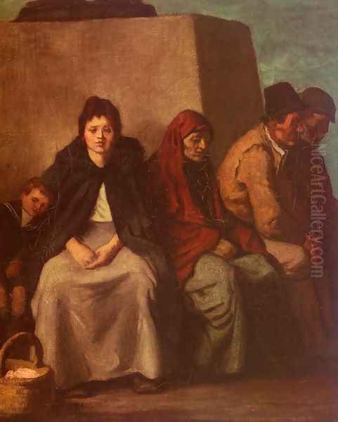 At The Foot Of The Statue Oil Painting by William Strang