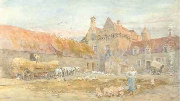 The Farmyard at the Chateau d'Honvault, Wimereux Oil Painting by Lionel Percy Smythe