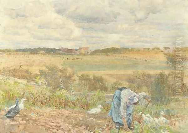 Digging potatoes Oil Painting by Lionel Percy Smythe