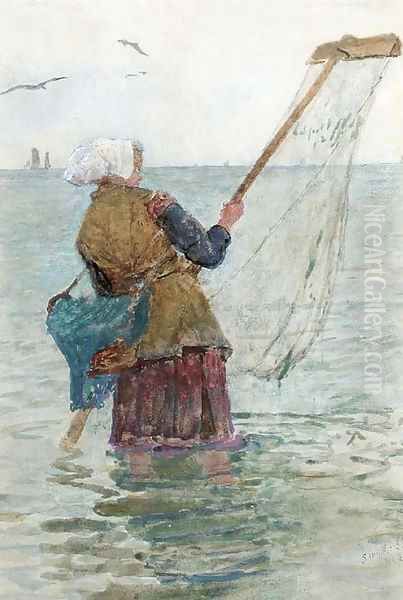 Shrimping Oil Painting by Lionel Percy Smythe