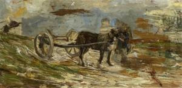 Team Of Dogs Oil Painting by Giovanni Segantini