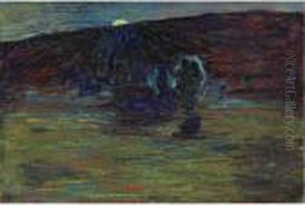 Tramonto Oil Painting by Giovanni Segantini