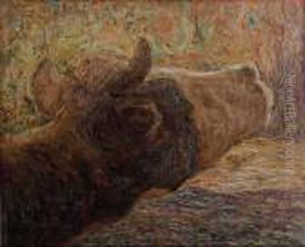 Testa Di Vacca Oil Painting by Giovanni Segantini