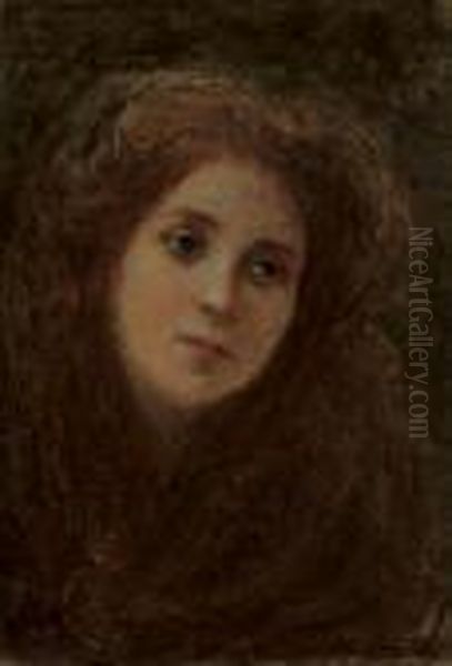 Ritratto Di Giovane Donna Con I Capelli Rossi Oil Painting by Giovanni Segantini