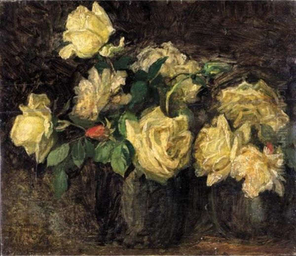 Rose Bianche Oil Painting by Giovanni Segantini