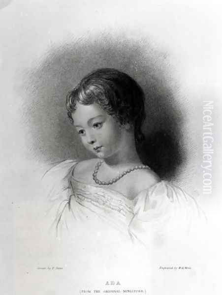 Portrait of Augusta Ada Byron 1815-52 engraved by W. H. Mote fl.1842-64 Oil Painting by Frank Stone