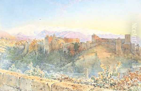 The gateway leading into the Tower of Justice, Alhambra Palace, Granada Oil Painting by Henry Stanier