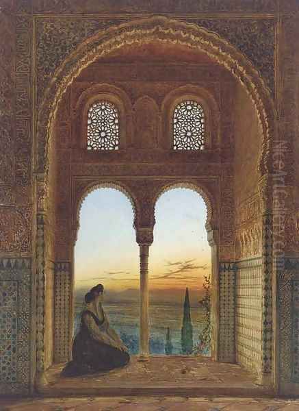 The Alhambra, Granada, at dusk Oil Painting by Henry Stanier