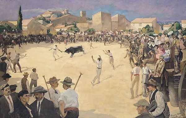 Bullfighting at Beauvoisin, 1922 Oil Painting by Max Siran