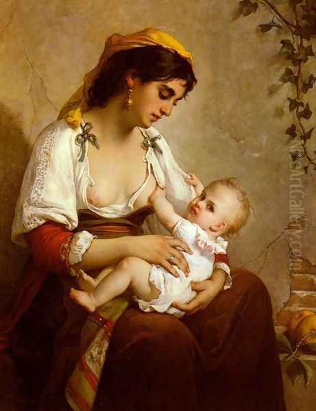 La Jeune Mere (The Young Mother) Oil Painting by Jules Salles-Wagner