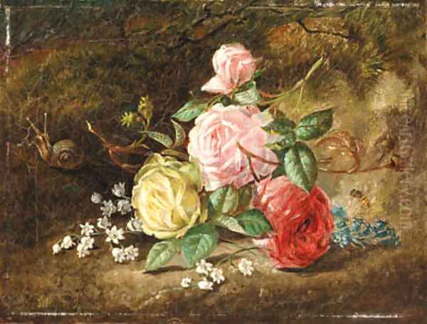 American Roses Oil Painting by Lilly Martin Spencer