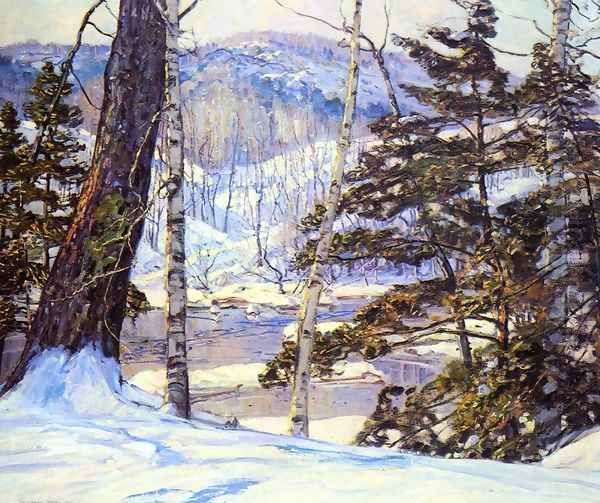 River Bank with Snow Oil Painting by George Gardner Symons