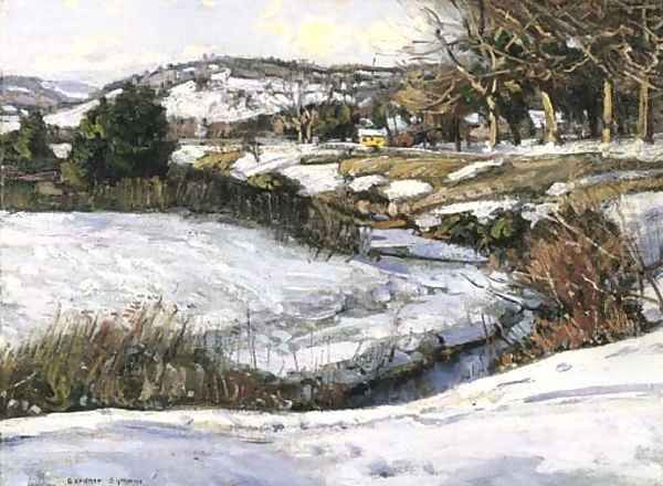 River Scene, Winter Oil Painting by George Gardner Symons