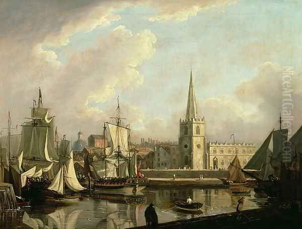 Georges Dock Basin, Liverpool, 1797 Oil Painting by John Thomas Serres