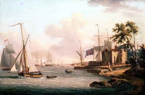 A View of the Royal Yacht Squadron, Isle of Wight Oil Painting by John Thomas Serres