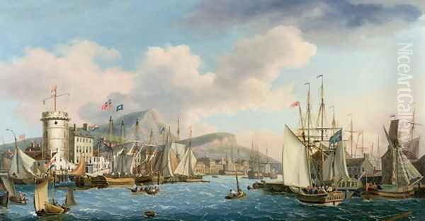 Leith Harbour, 1825 Oil Painting by John Thomas Serres