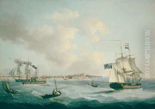 Shipping off Margate, 1825 Oil Painting by John Thomas Serres