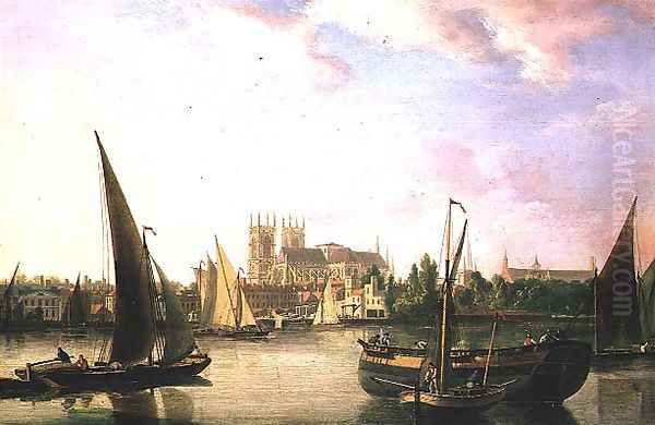 A View of Westminster Oil Painting by John Thomas Serres