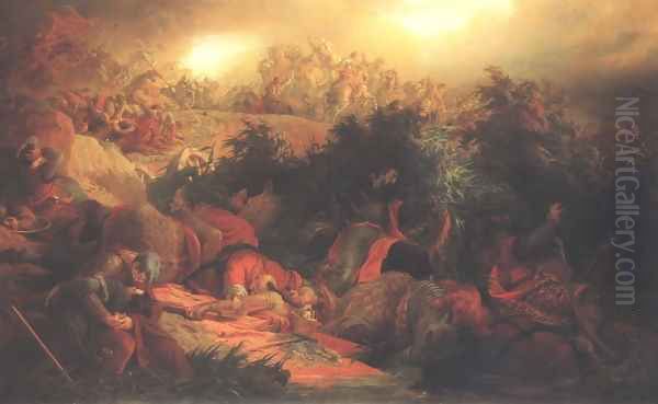 The Battle at Mohacs 1866 Oil Painting by Bertalan Szekely