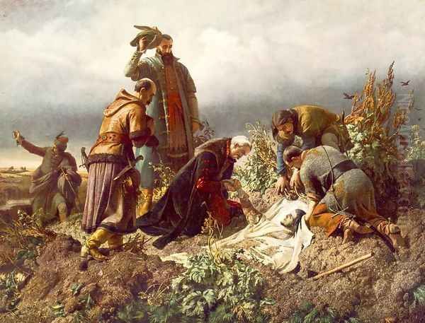 Discovery of the Body of King Louis the Second 1860 Oil Painting by Bertalan Szekely