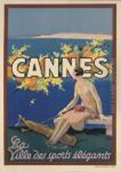 Cannes Oil Painting by Georges Goursat Sem