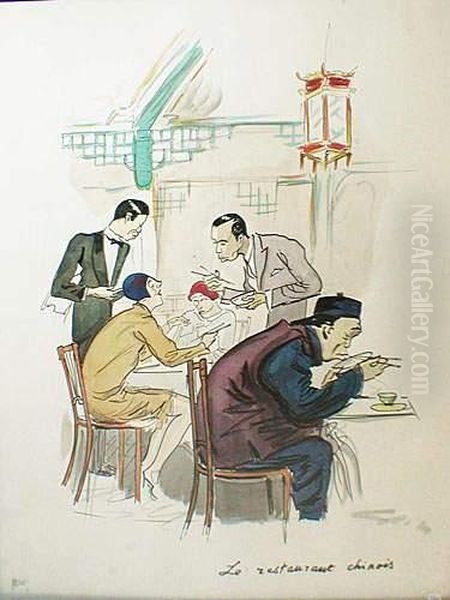 Le Restaurant Chinois Oil Painting by Georges Goursat Sem