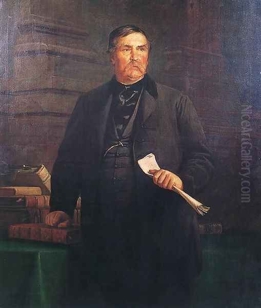 Portrait of Ferenc Deak 1869 Oil Painting by Bertalan Szekely