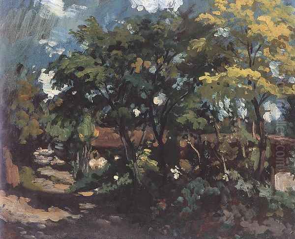 View of a Village 1885-90 Oil Painting by Bertalan Szekely