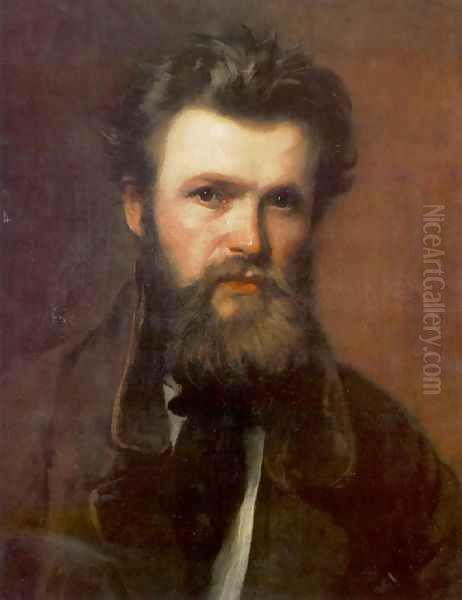 Portrait of Miklos Izso 1860s Oil Painting by Bertalan Szekely