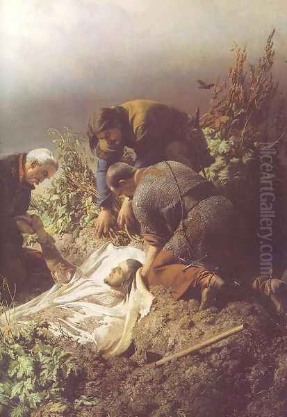 Discovery of the Body of King Louis the Second detail 1860 Oil Painting by Bertalan Szekely