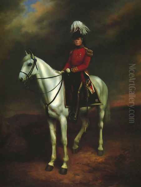 Equestrian Portrait of Major General Edward Macarthur Oil Painting by William Strutt