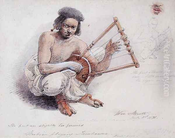 Nubian Playing Tambourine, 8th July 1878 Oil Painting by William Strutt