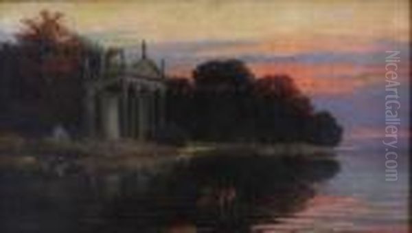 Veduta Fantastica Del Tempietto Di Villa Borghese. Oil Painting by Enrique Serra y Auque