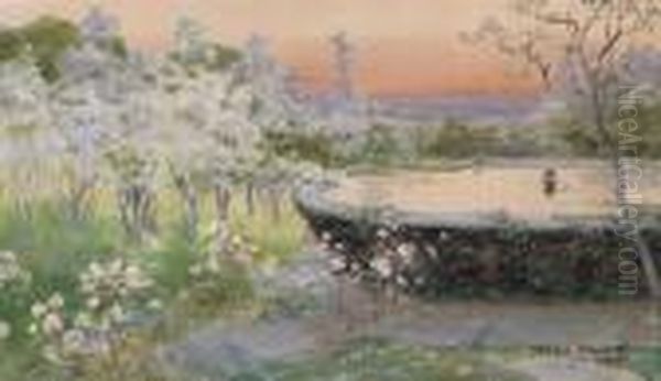 Landscape In Spring Oil Painting by Enrique Serra y Auque