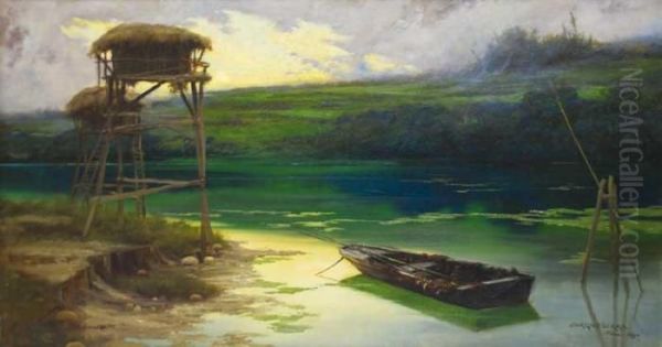 Lagunas Pontinas Oil Painting by Enrique Serra y Auque