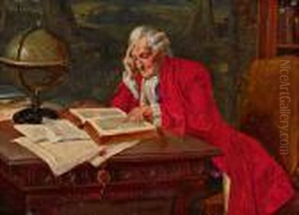 Voltaire Beim Studium Oil Painting by Enrique Serra y Auque