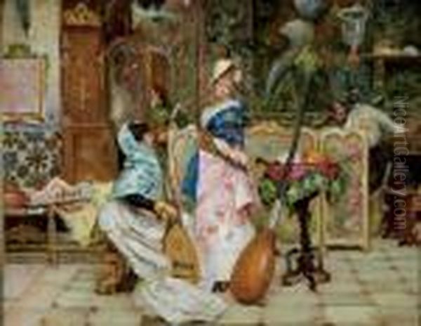 Les Musiciennes Oil Painting by Enrique Serra y Auque