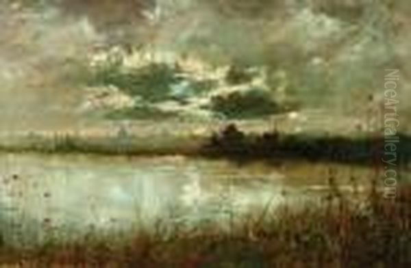 Laguna Pontina Oil Painting by Enrique Serra y Auque